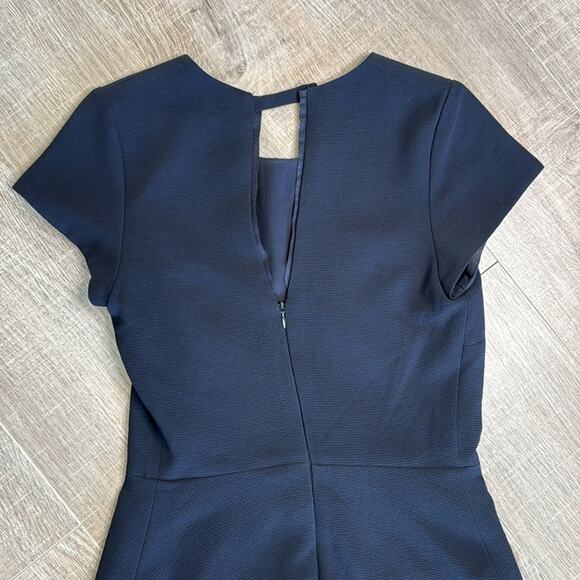 RALPH LAUREN CLUB MONACO Women’s Navy Tiered Scalloped Mini Crew Neck Dress - Picture 8 of 12